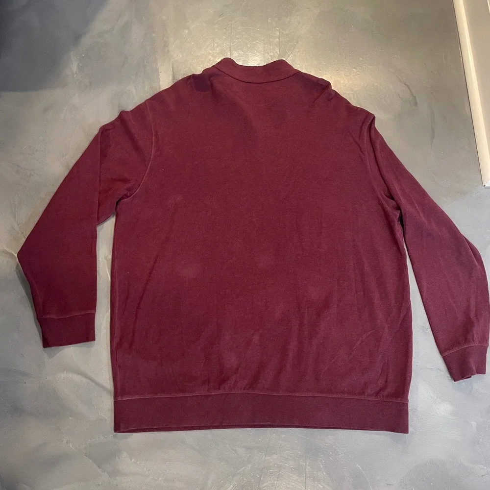 Polo‎ Ralph Lauren Mens 2XLT Burgundy Quarter Zip Pullover Cotton Blend Sweater